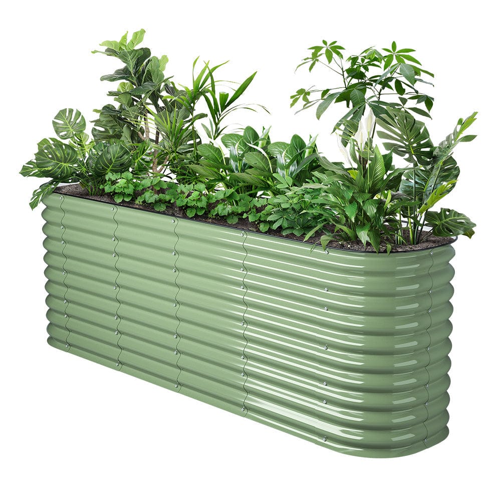 32'' Extra-Tall 8'x2' Metal Modular Corrugated Raised Garden Bed Kit (9 in 1)