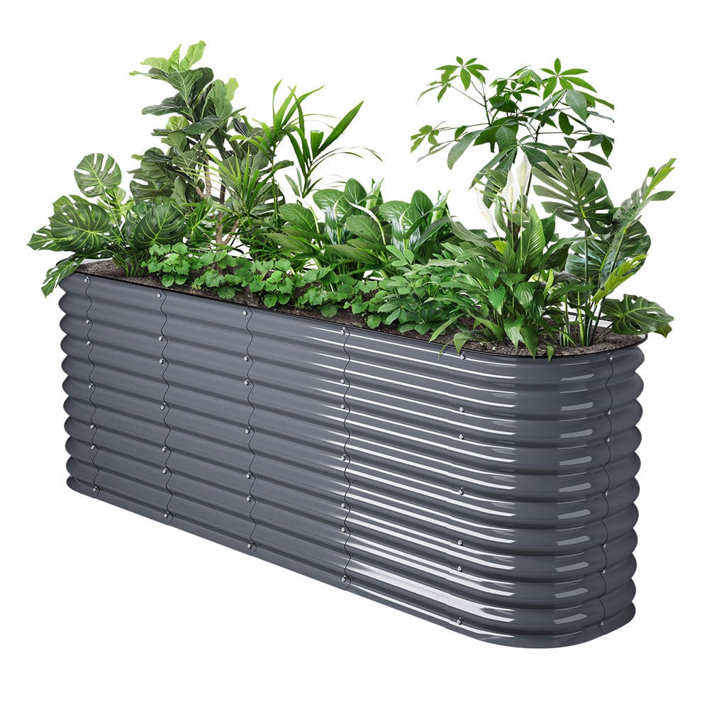 32'' Extra-Tall 8'x2' Metal Modular Corrugated Raised Garden Bed Kit (9 in 1)