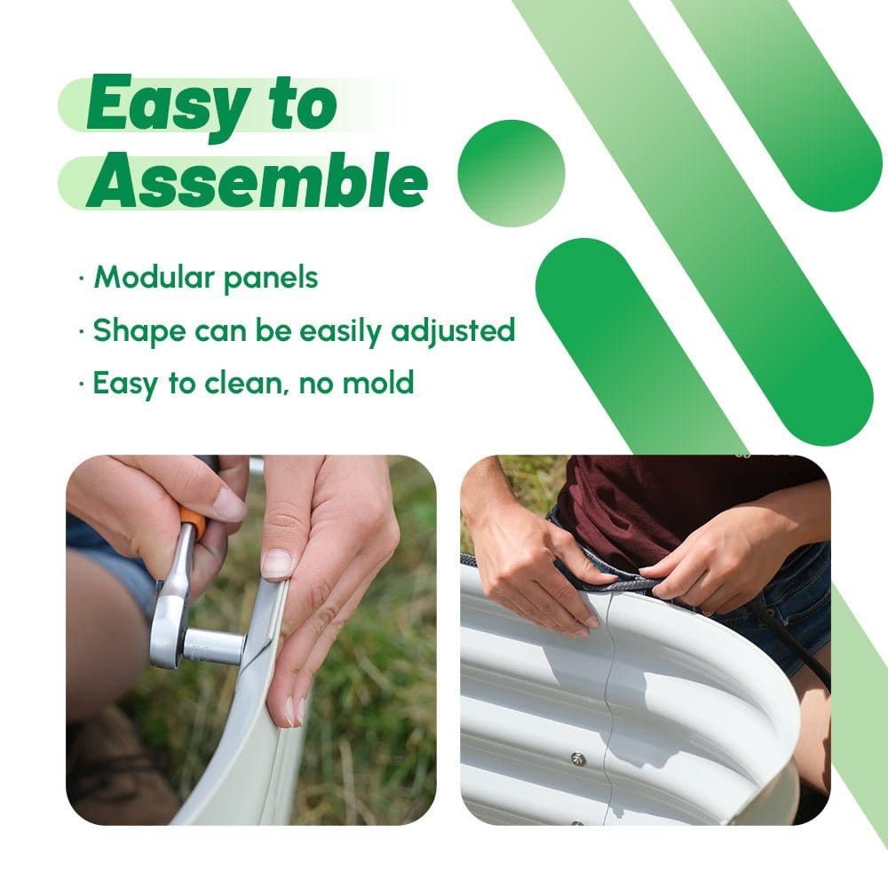 32'' Extra-Tall 8'x2' Metal Modular Corrugated Raised Garden Bed Kit (9 in 1)