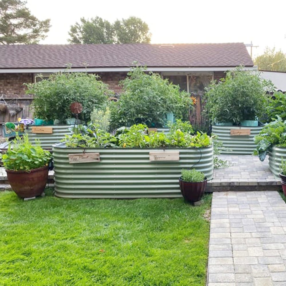 32'' Extra-Tall 8'x2' Metal Modular Corrugated Raised Garden Bed Kit (9 in 1)