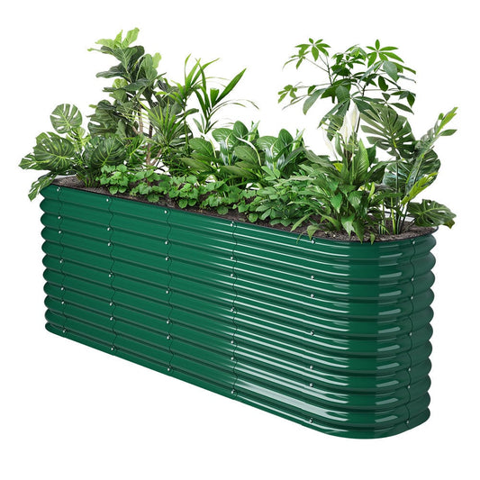 32'' Extra-Tall 8'x2' Metal Modular Corrugated Raised Garden Bed Kit (9 in 1)